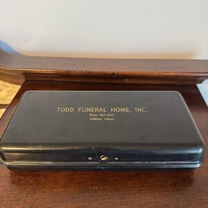 Vintage Todd's Funeral Home, DeMotte, Indiana, Metal Lock Box *No Key* Black
